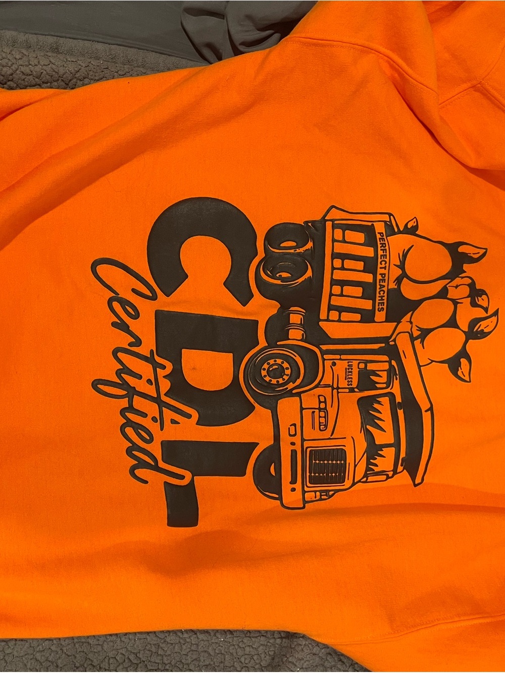 CDL Certified Graphic Hoodie in Bright Orange